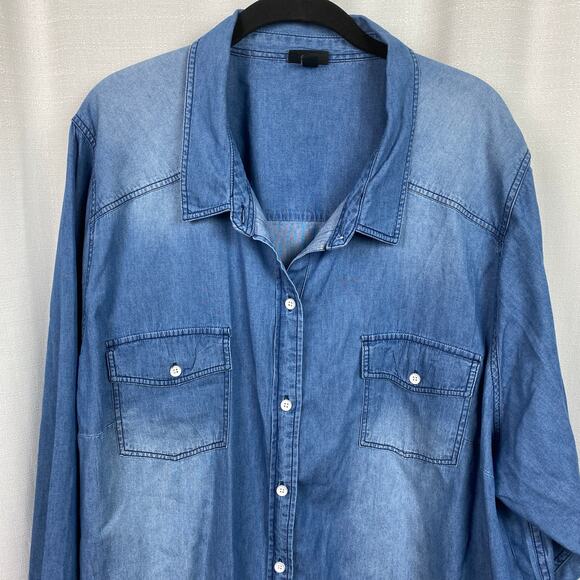 Torrid Blue Denim Long Sleeve Button Up Shirt Sz.4 - Picture 7 of 16